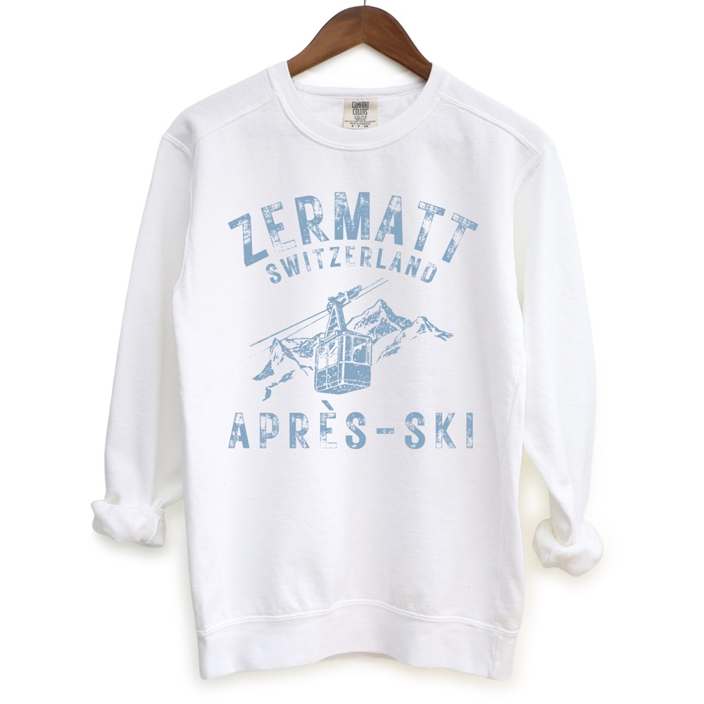 Comfort Colors Zermatt, Switzerland Apres-Ski Crewneck Sweatshirt S, New…